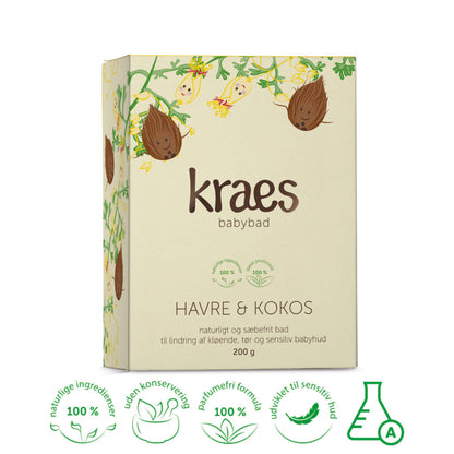 Soothing baby bath with oats and coconut