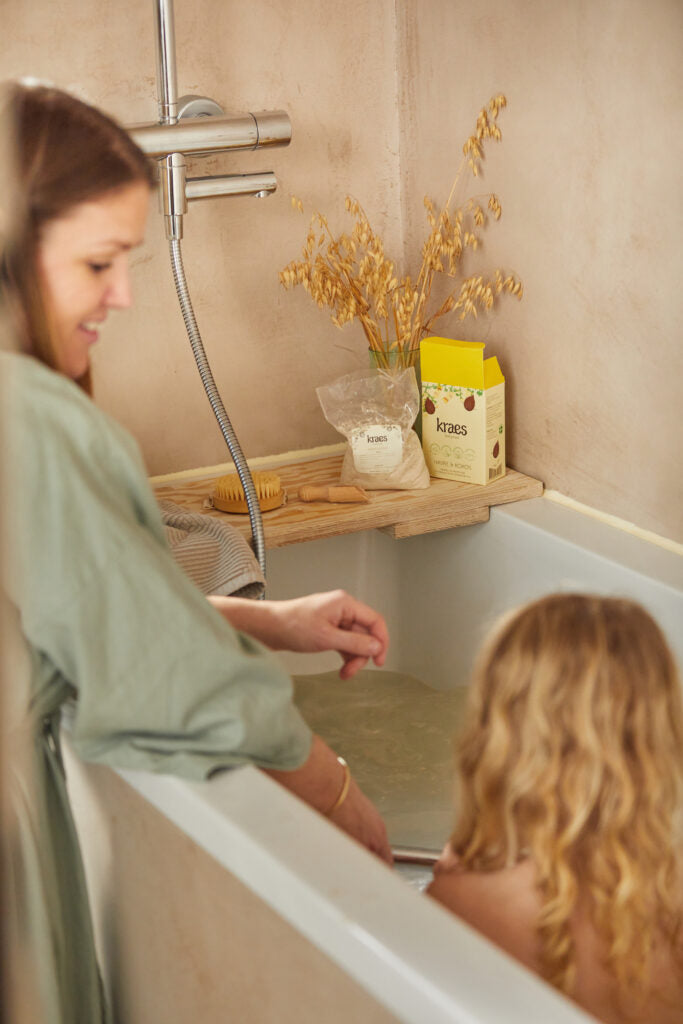 Soothing baby bath with oats and coconut