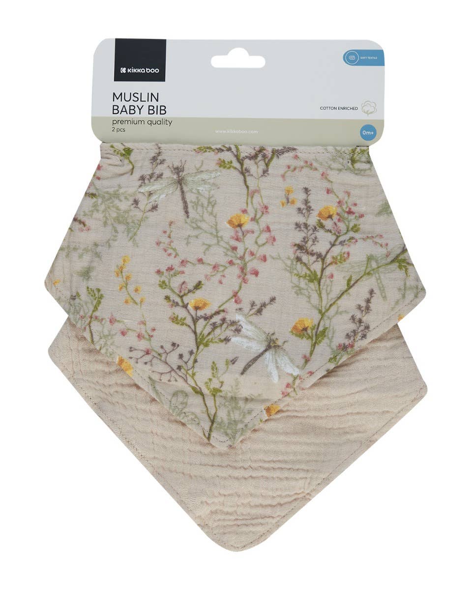 Soft muslin dribble bibs, set of 2
