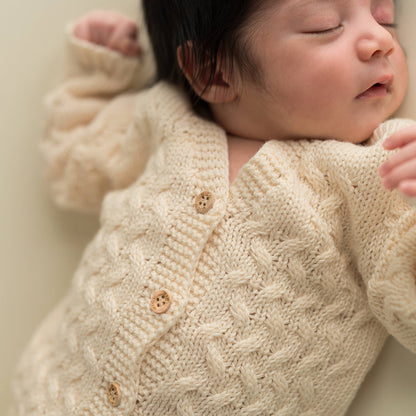 Baby set with cable knit jacket and pants