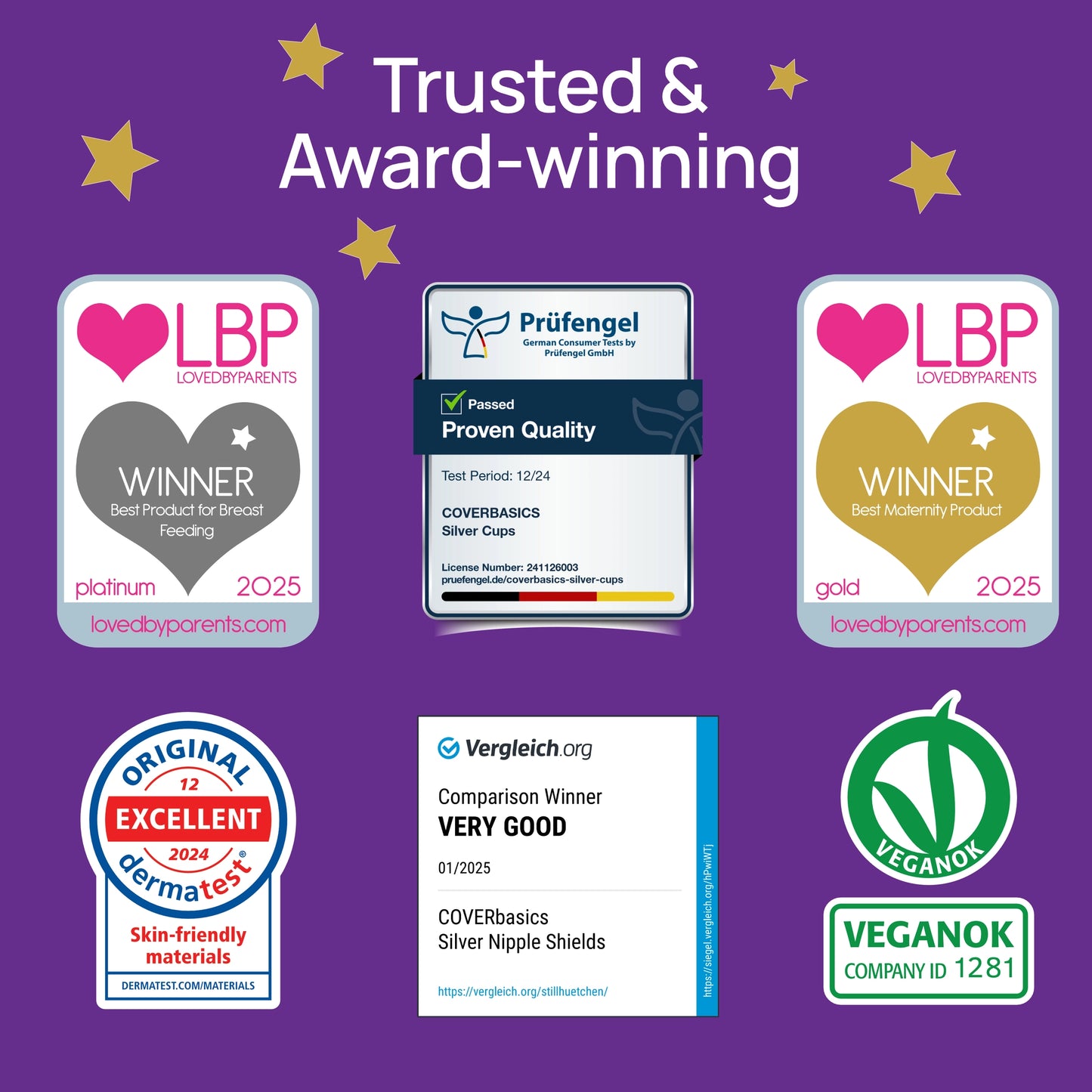 Antibacterial nipple shields in 99.9% pure silver