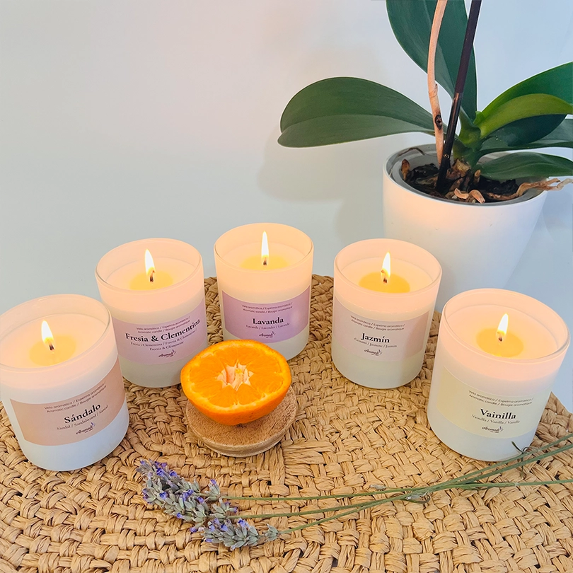 Sojaduftkerze mit natürlichen ätherischen Ölen